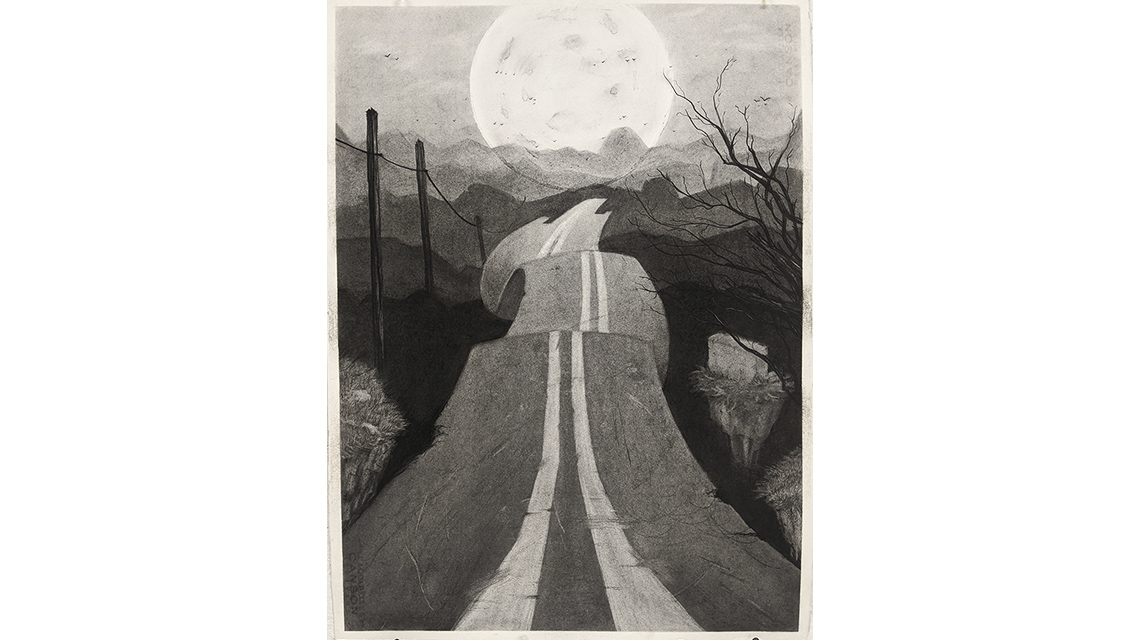 Charcoal Drawing of Road 
